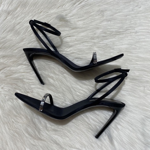 Saint Laurent Gloria sandals in crepe satin with Rhinestones size‎ 37EU - Picture 6 of 14